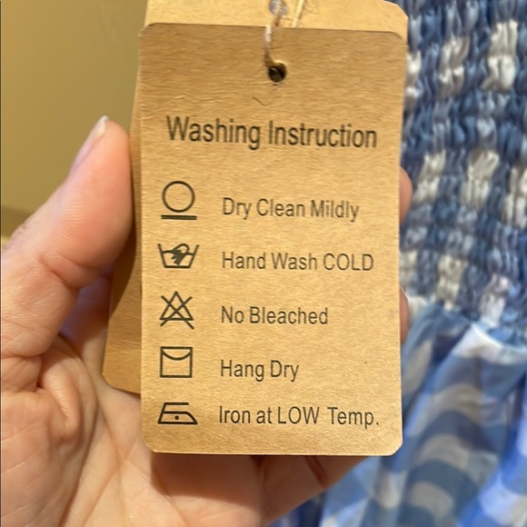 Blue Gingham Midi Dress XL spaghetti strap NWT - Picture 7 of 10